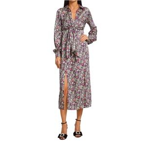 NWOT Cinq a Sept Quinn Cami Dress Midi Split Hem Tie Top Multi Print, Size 4